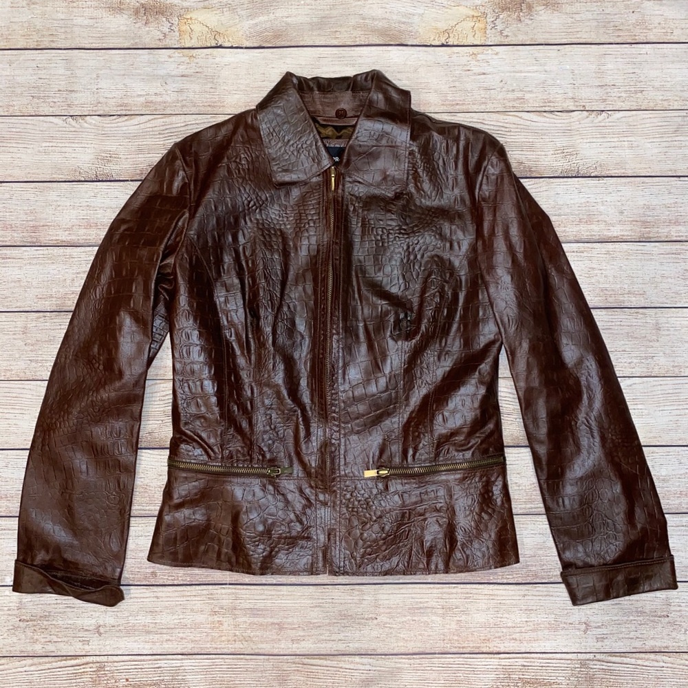 Express Women’s Genuine Leather Jacket Brown 12